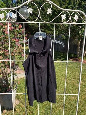 Athleta Black Sleeveless Polo Tank with White Trim